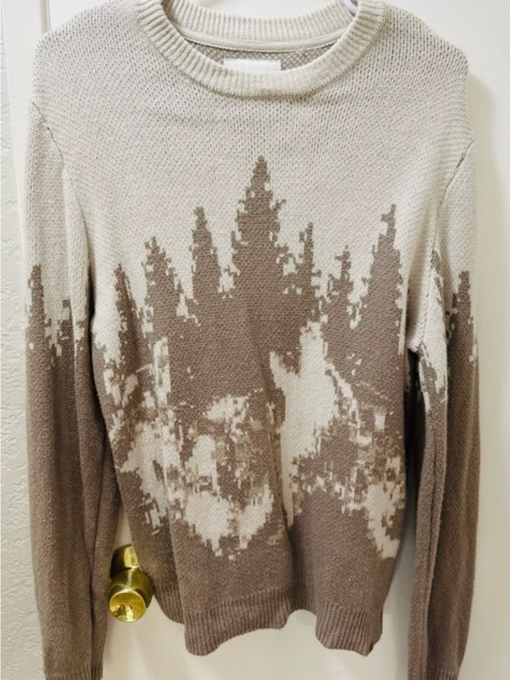 abercrombie kids Taupe & Cream Tree-Print Crewneck Sweater